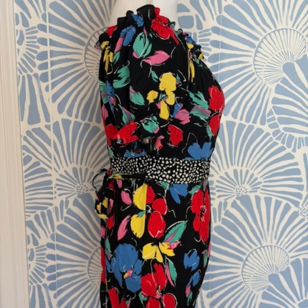 RIXO For Target Black Floral Off the Shoulder Puff Sleeve Maxi Dress Size 6 - Picture 4 of 8